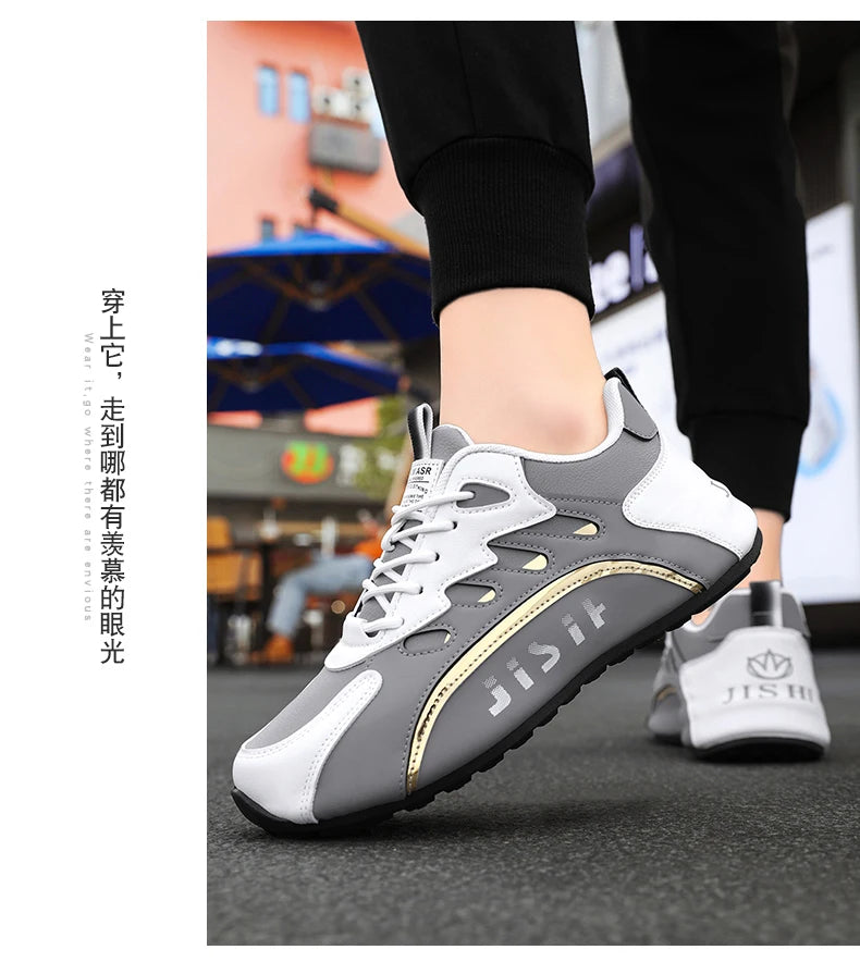 Luxury Men's Sneakers High Quality Leather Casual Shoes for Men Fashion All-match Sport Shoes Platform Comfor Men Running Shoes