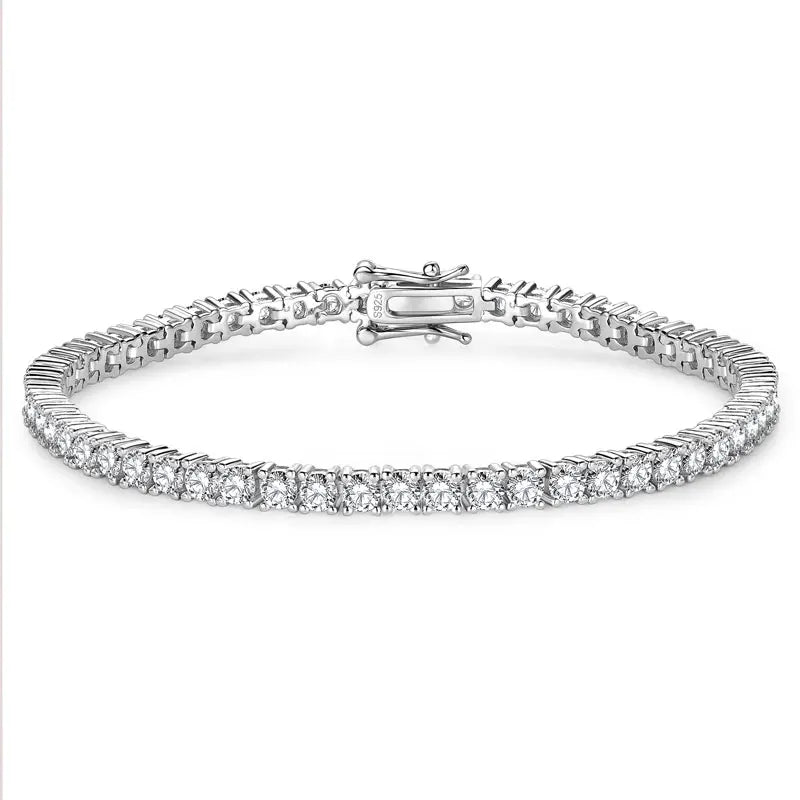 Lnngy 3MM Moissanite Tennis Bracelet With GRA For Women Men Certified 925 Sterling Silver Bracelets Sparkling Hand Jewelry Gift