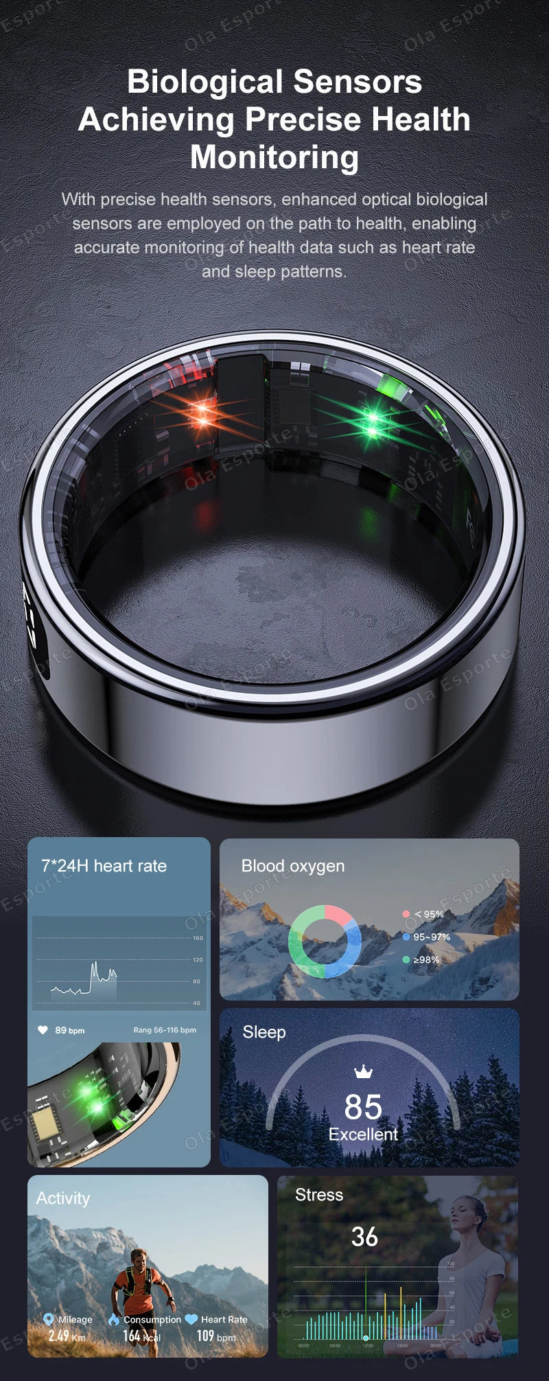 New R11 For xiaomi Smart Ring Men Women LED Display Screen Heart Rate Blood Oxygen Monitor Waterproof Multi Sports Modes rings