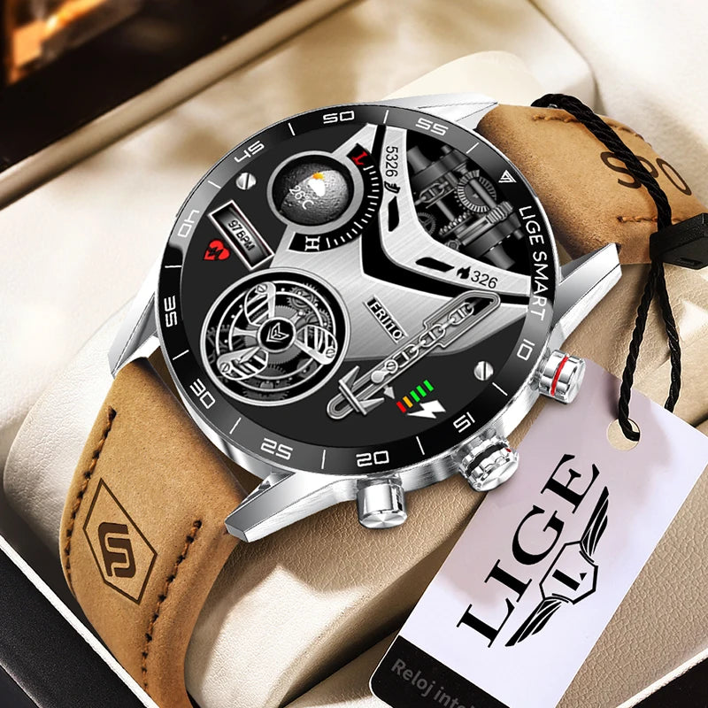LIGE 2025 New Rugged Military Sports Smart Watch Men 1.39” HD Screen Heart Rate Bluetooth Call Waterproof Outdoor Men SmartWatch