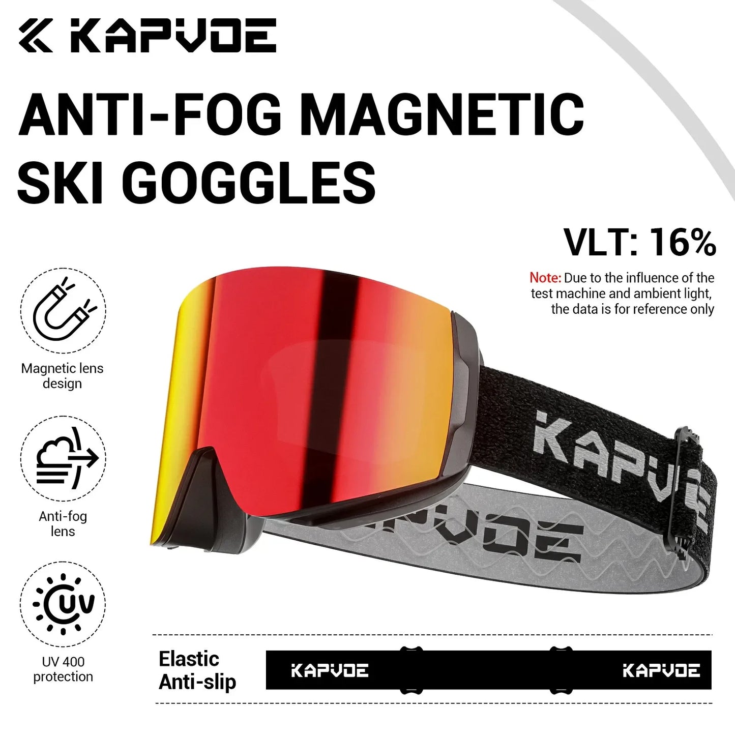 KAPVOE Winter Outdoor Ski Goggles Double Magnet Adsorpt Layers UV400 Anti-fog Coatings Snowmobile Snowboard Skiing Men Women