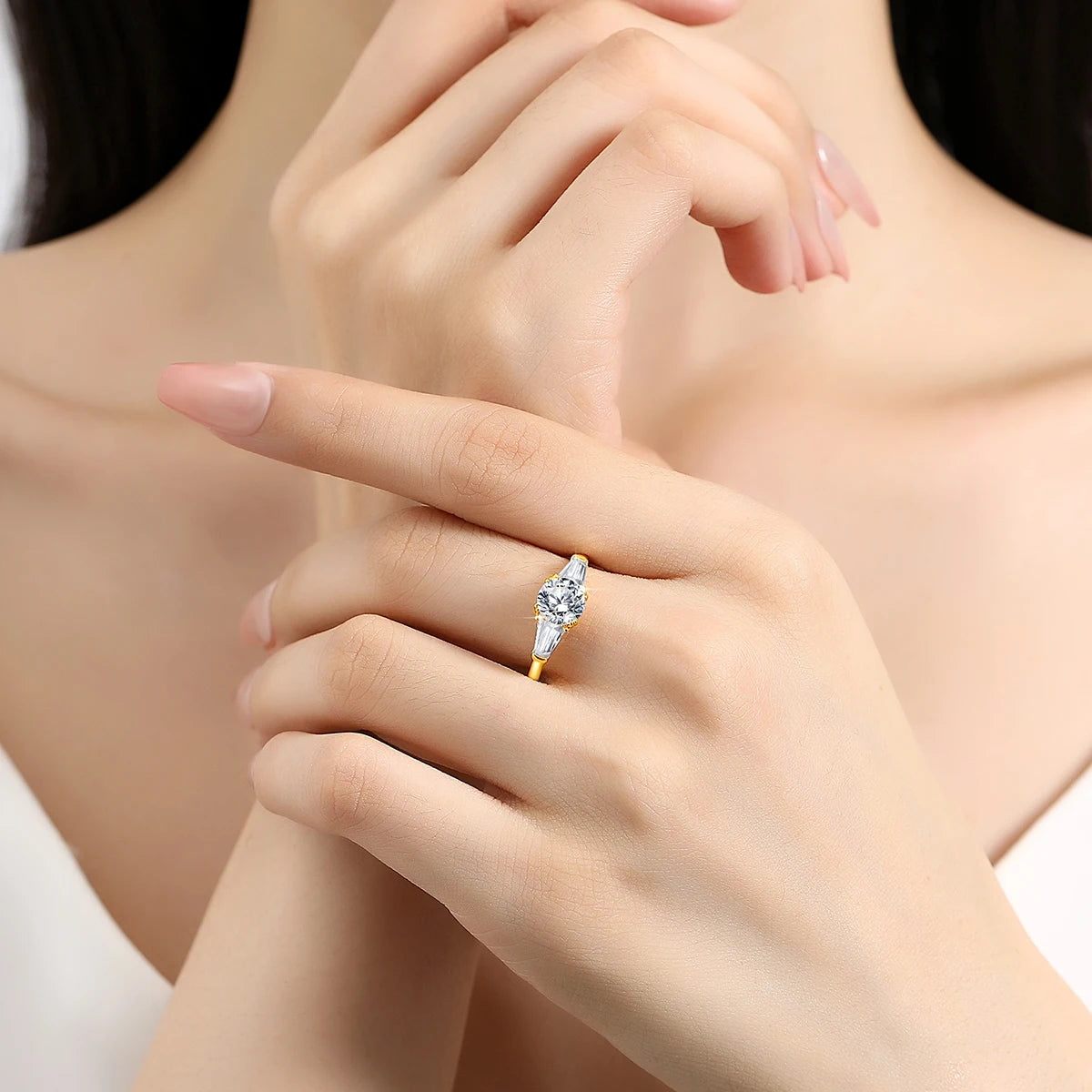 9mm Moissanite Diamond Ring 585 Real 14K Gold for Women D Color VVS1 Brilliant Cutting Wedding Band Engagement Trendy Jewelry