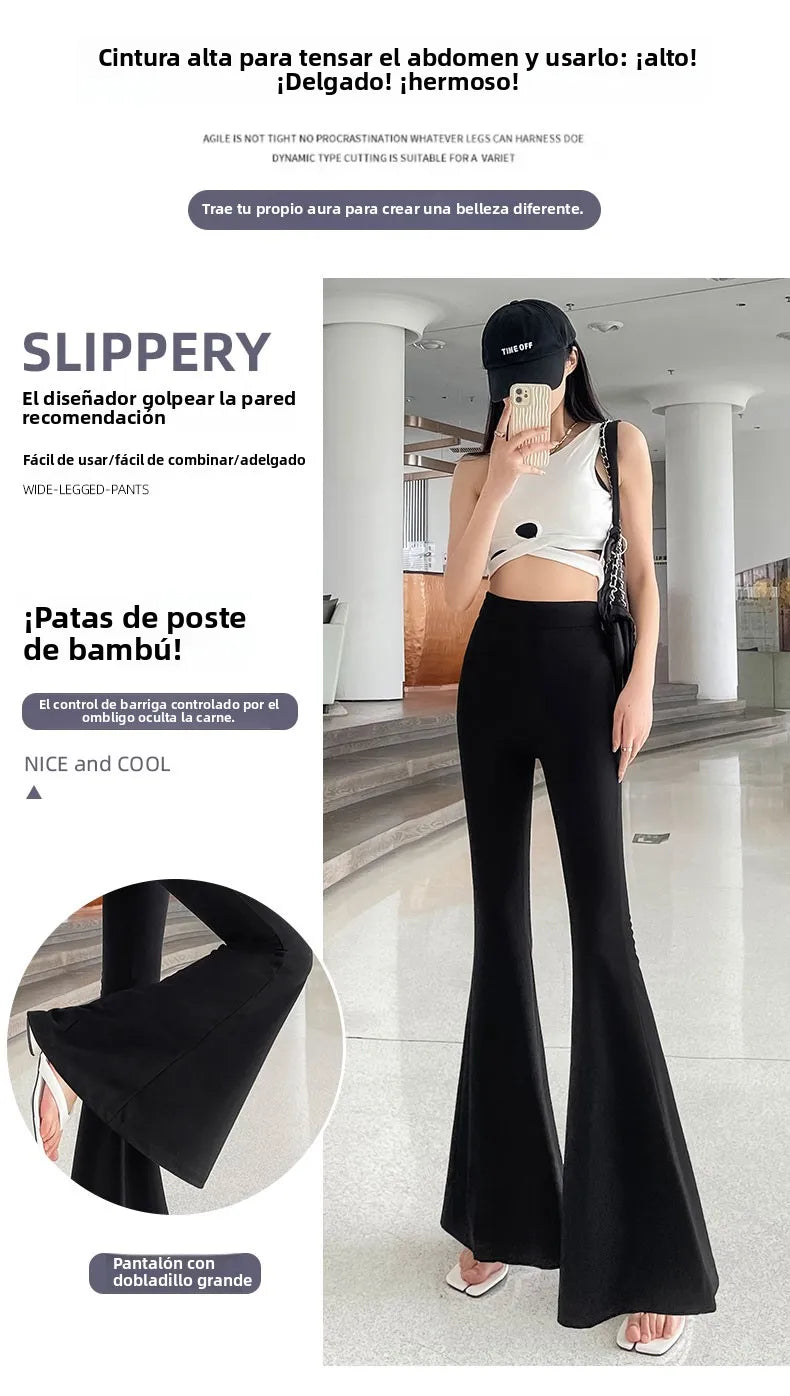 Bla Slimming High Waist Wide Leg Pants Women's Summer Thin Extended Tall Micro Flared Casual Drapey Commute Sle Trousers