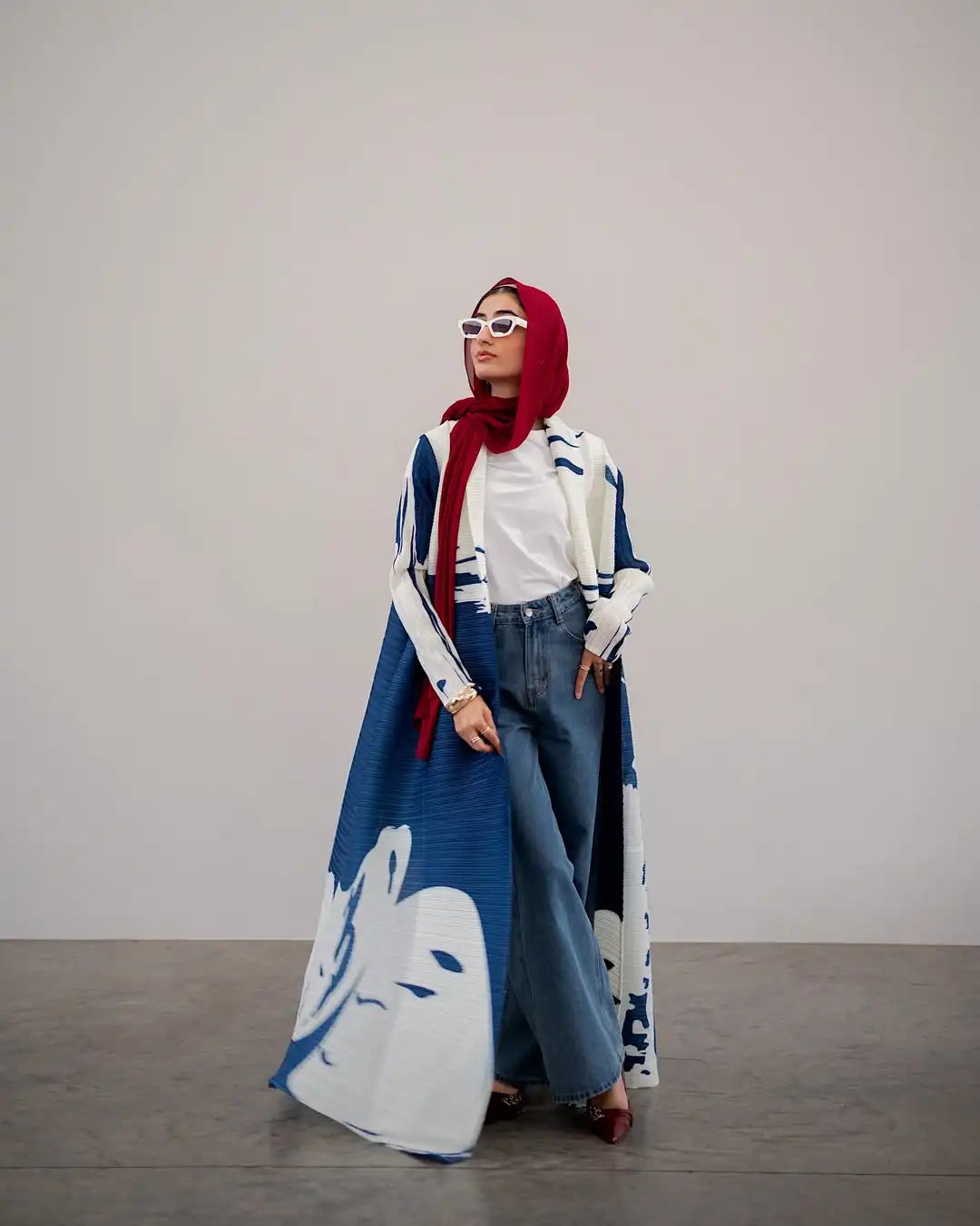 KAF Women Abaya 2025 New Retro Printing Cardigan Lace-up Design Loose Large Size Fashion Female ABaya Festival Dress