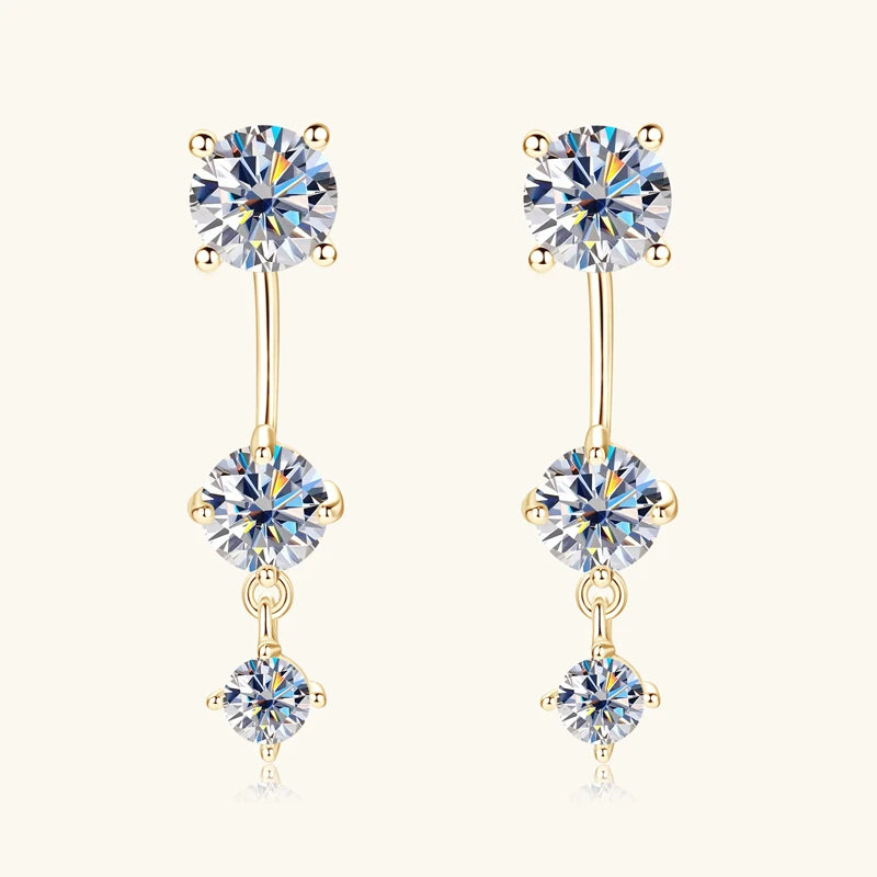 Lnngy 2.0 CTTW Moissanite Stud Earring 925 Sterling Silver Earrings For Women Front Back Double Sided 2 in 1 Pierced Ear Jewelry