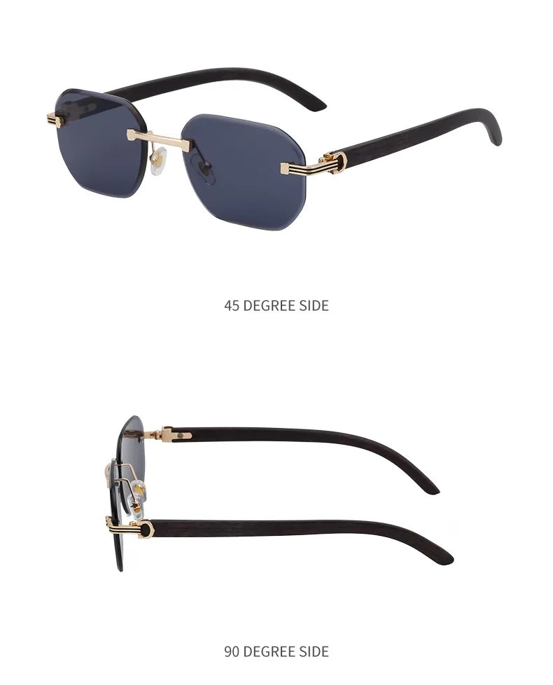 Vintage Square Rimless Sunglasses – 2025 Luxury UV400 Anti-Blue Light Eyewear for Men