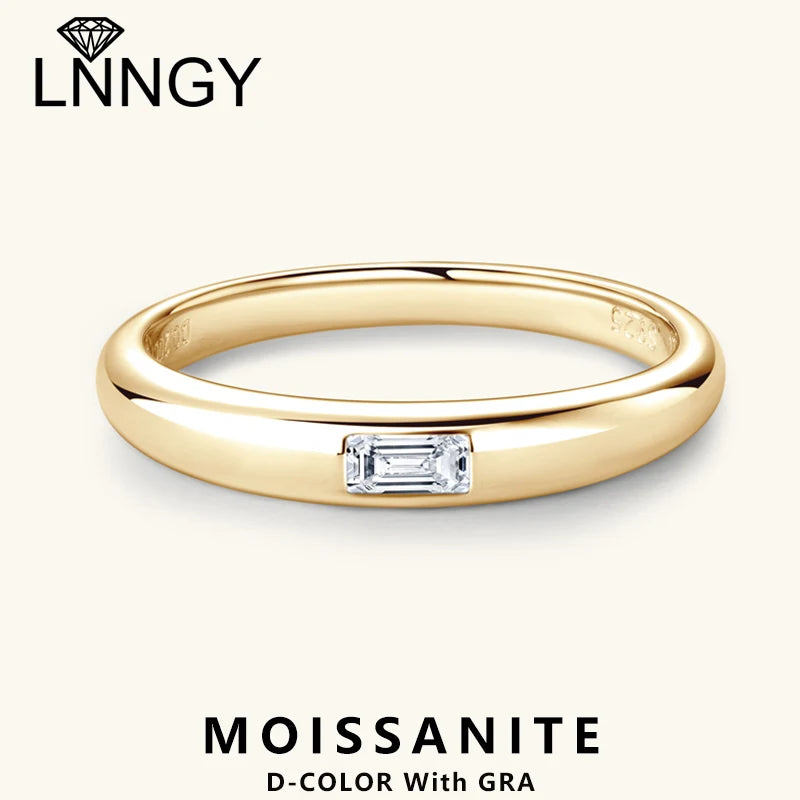 Lnngy 1.6mm Moissanite Diamond Rings Certified 925 Sterling Silver Marriage Ring For Women Couples Wedding Bands Jewelry Gift