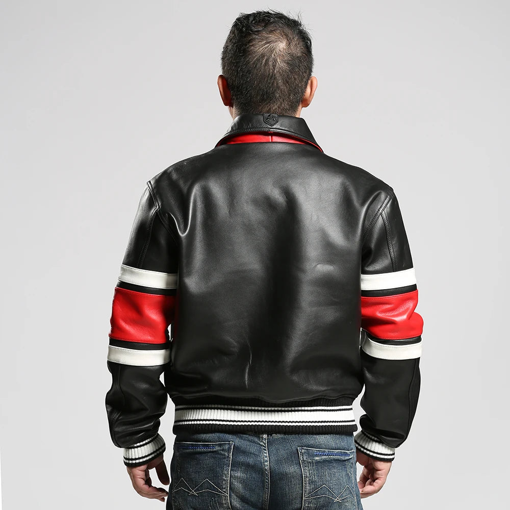 Men's Clothing Genuine Leather Jacket with American Size French Lamb Leather Embroidery Autumn Winter Classic Warm Casual Coat