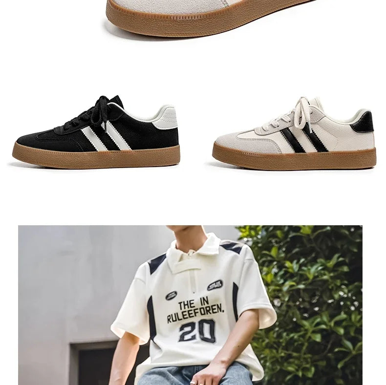 Men's Casual Retro German Training Shoes Lace-up Lightweight Comfortable Sports Flat Shoes Men Skateboard Running Shoes