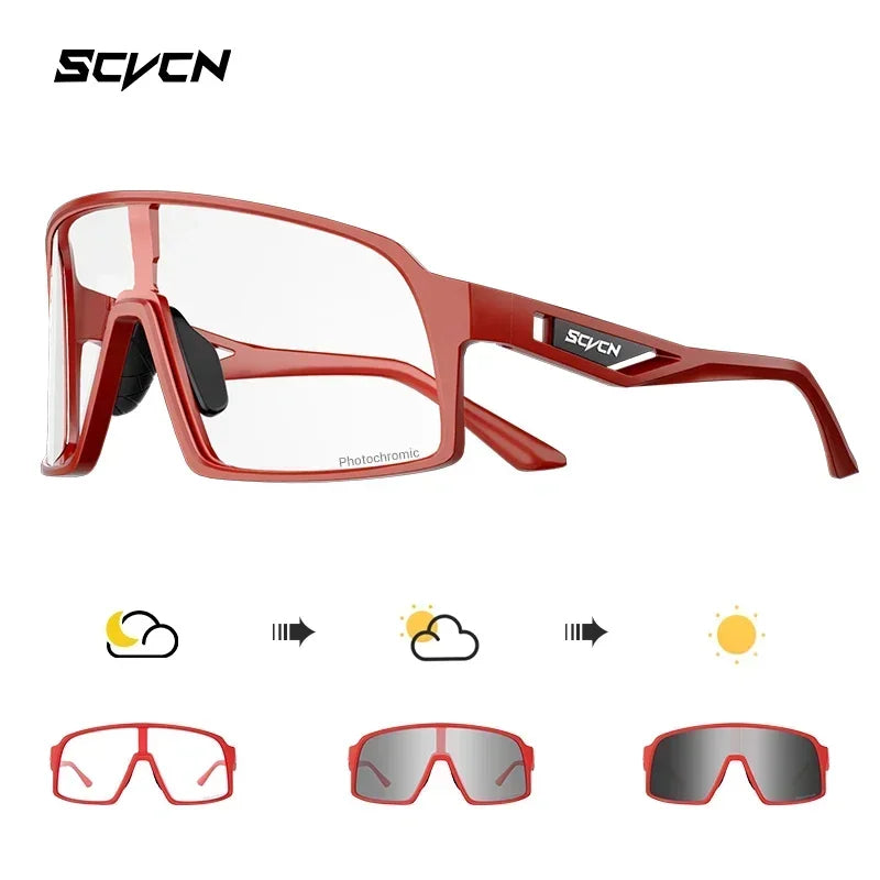 Scvcn Color Photochromic Sunglasses for Men Cycling GlassesWomen MTB Glasses Sports Hiking Running UV400 Lightweight Glasses