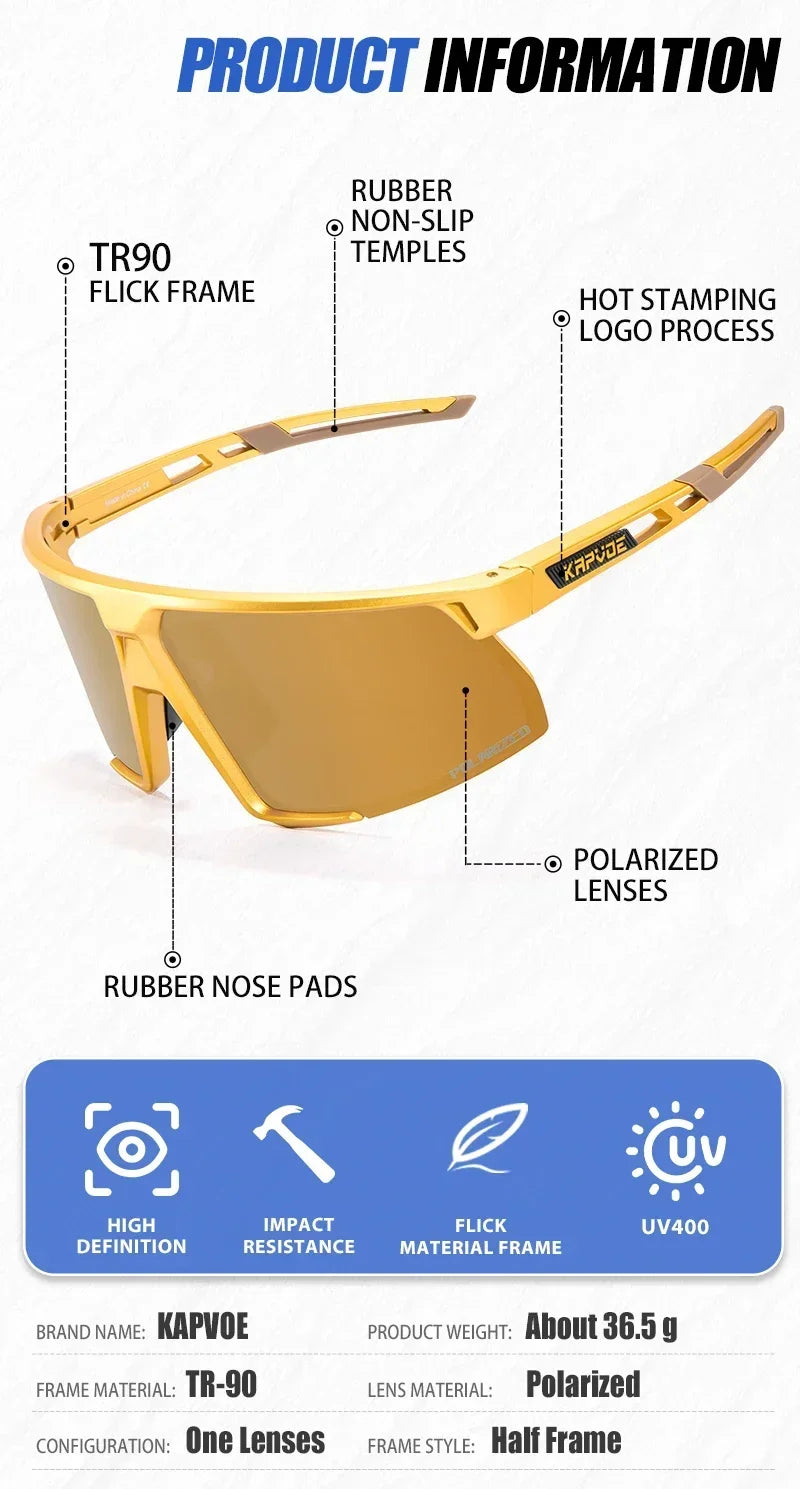 Kapvoe Polarized Sunglasses for Men and Women Luxury Sun Glasses Driving Fishing Cycling Golf Bike Glasses Fashion Shades