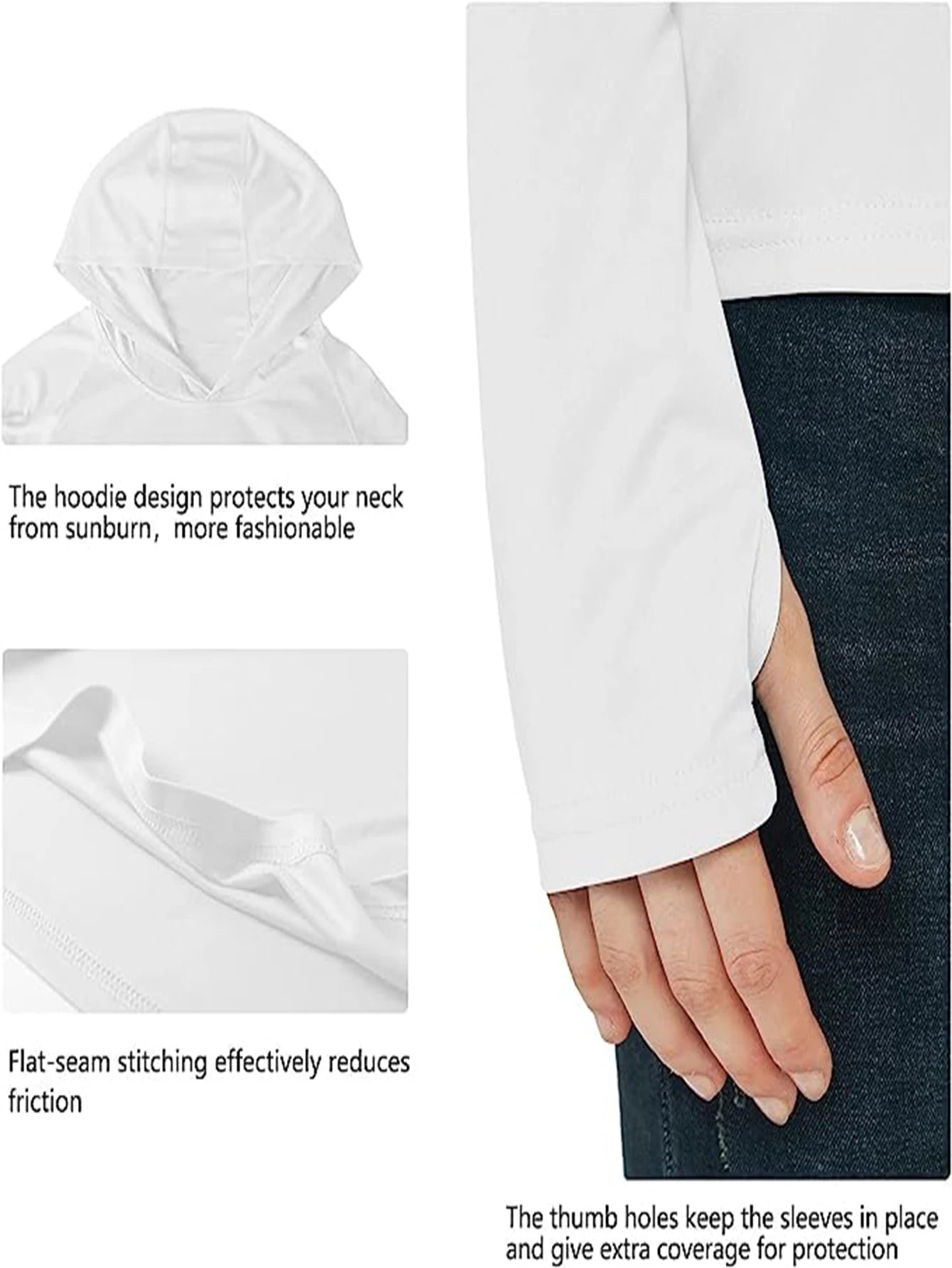 Women's Sunscreen Hoodie with Thumb Buckle and Hidden Ponytail Hole, Outdoor Running Fitness Sports, Leisure Sunscreen T-shirt