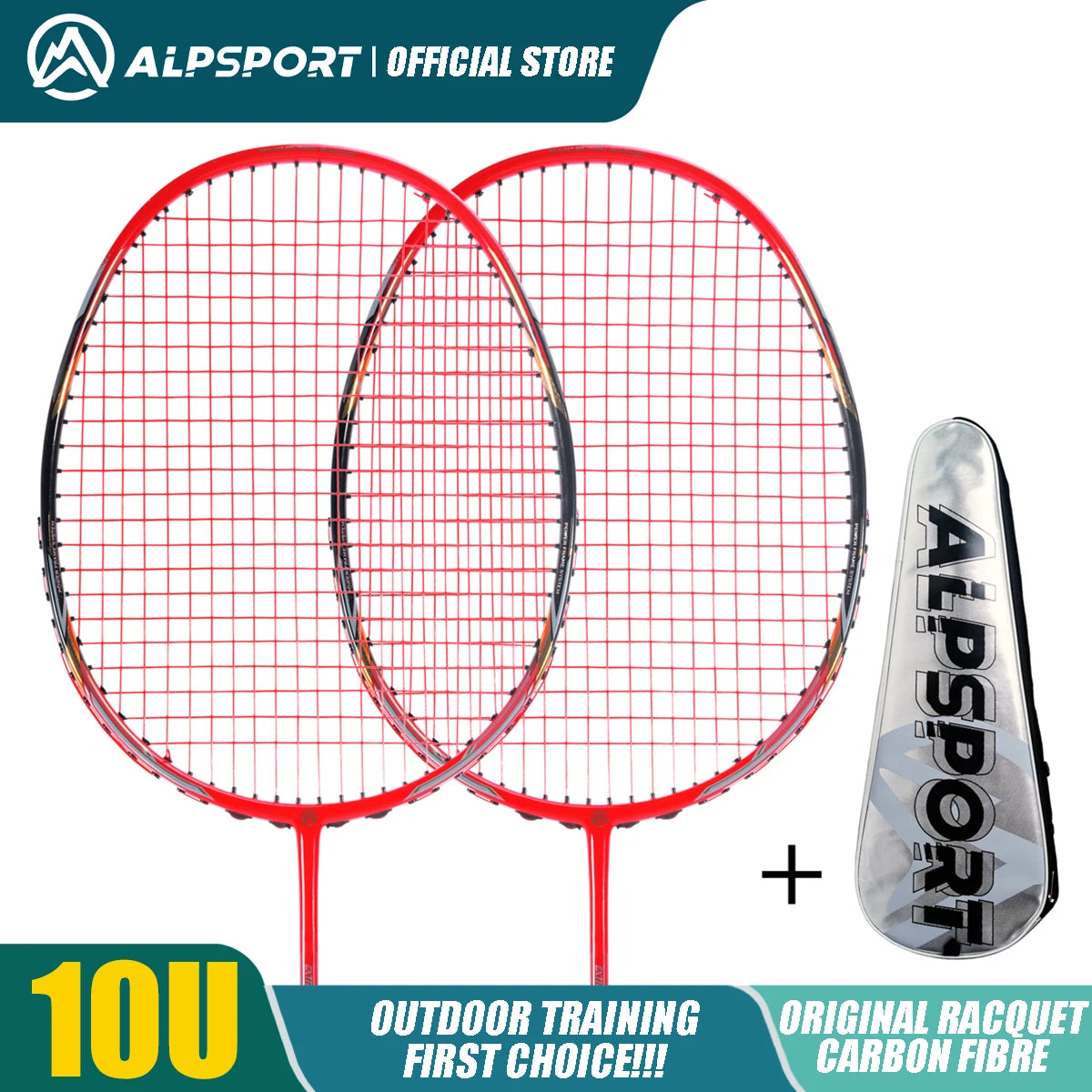 Alpsport AIR 10U Badminton Racket 52g Ultralight, HM Carbon Fiber & Titanium, 28lbs Fast Rebound for Pro Players