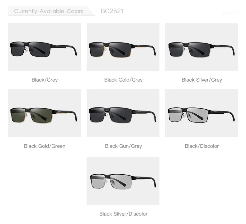 BARCUR Original Rectangle Business Sunglasses for Men Driving Hiking Sports Sun Glasses for Women Fashion Shades Oculos De Sol