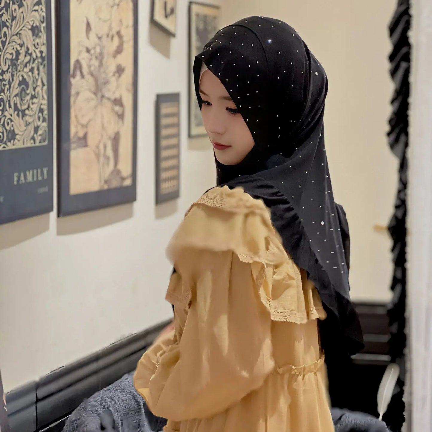 Eid Muslim Ruffles Khimar Women Instant Scarf Hijab Islamic Prayer Headwraps Shawl One Piece Amira Turban Arab Pull On Headscarf