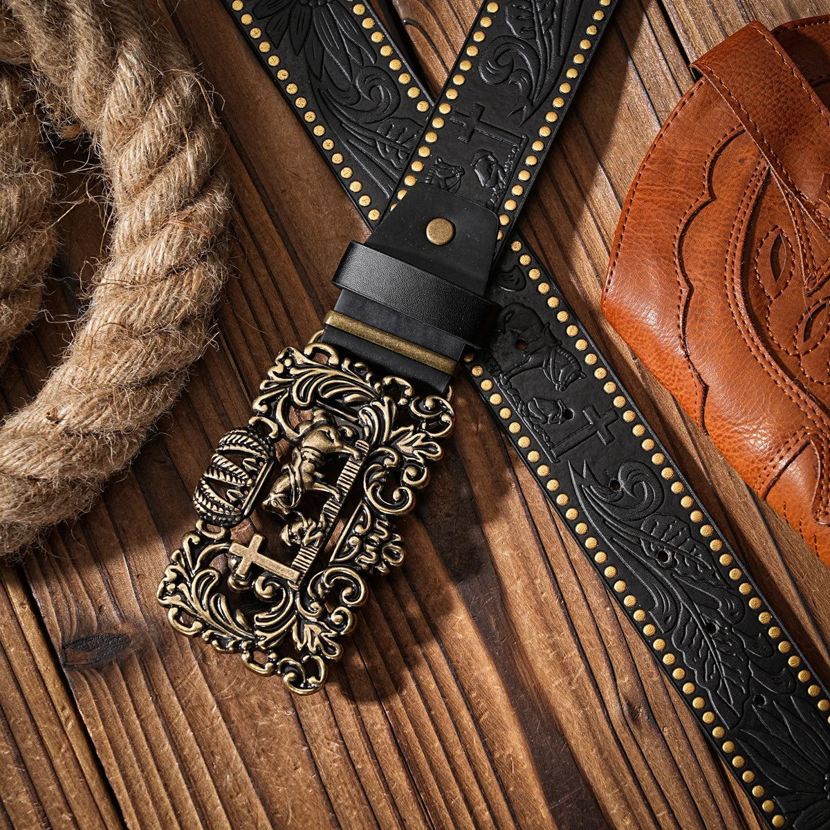 A Western-style PU material belt for both men and women, a casual, retro and classic personalized belt
