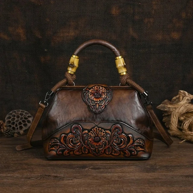 MOTAORA Handmade Luxury Handbags For Women Leather Shoulder Bags 2025 New Vintage Carved Ladies Hand Bags Designer Luxury Bag