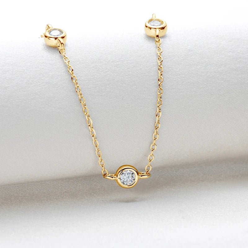 Lnngy 925 Sterling Silver Necklaces Round Cut 2.5mm/4mm Bezel Moissanite Choker Necklace for Women Multilayer Neck Jewelry