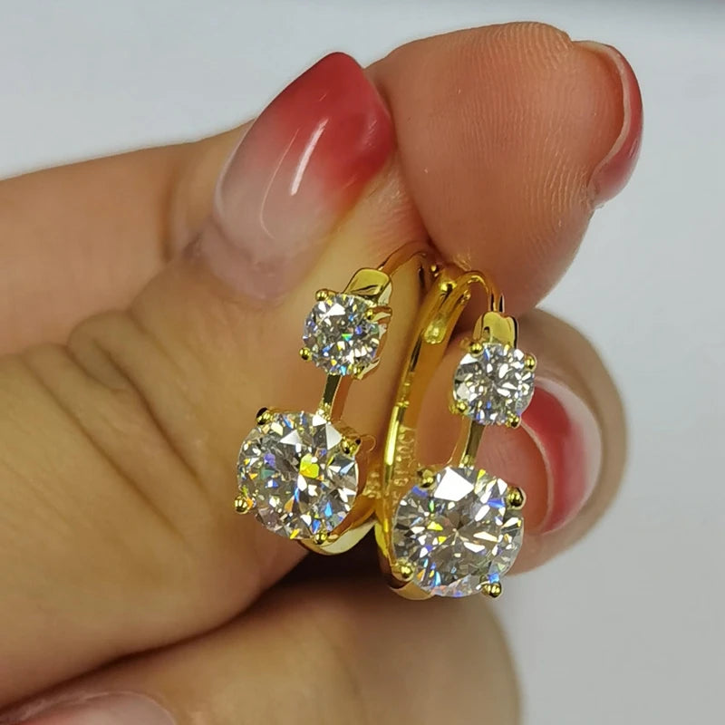 Lnngy 6.5mm Moissanite Earrings With Certificate Brinco Prata 925 Sterling Silver Hoop Earring For Women Korean Ear Jewerly