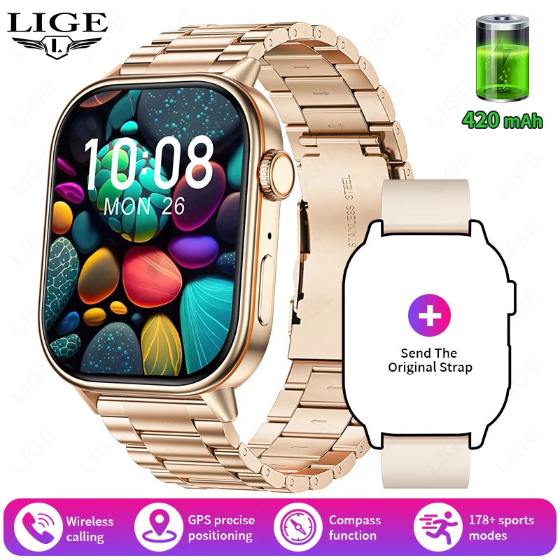 LIGE NEW GPS Smart Watch Men Compass Sports Fitness Bluetooth Call IP68 Waterproof Men Women Smartwatch For Xiaomi HUAWEI iPhone