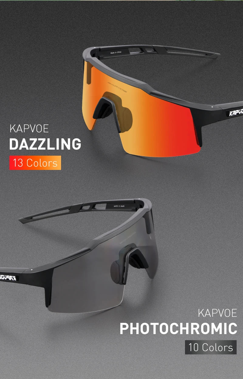 Kapvoe Road Driving Bike Sports Cycling Glasses Running Sunglasses Outdoor Men Woman Bicycle Cycling Mountain UV400 Goggles