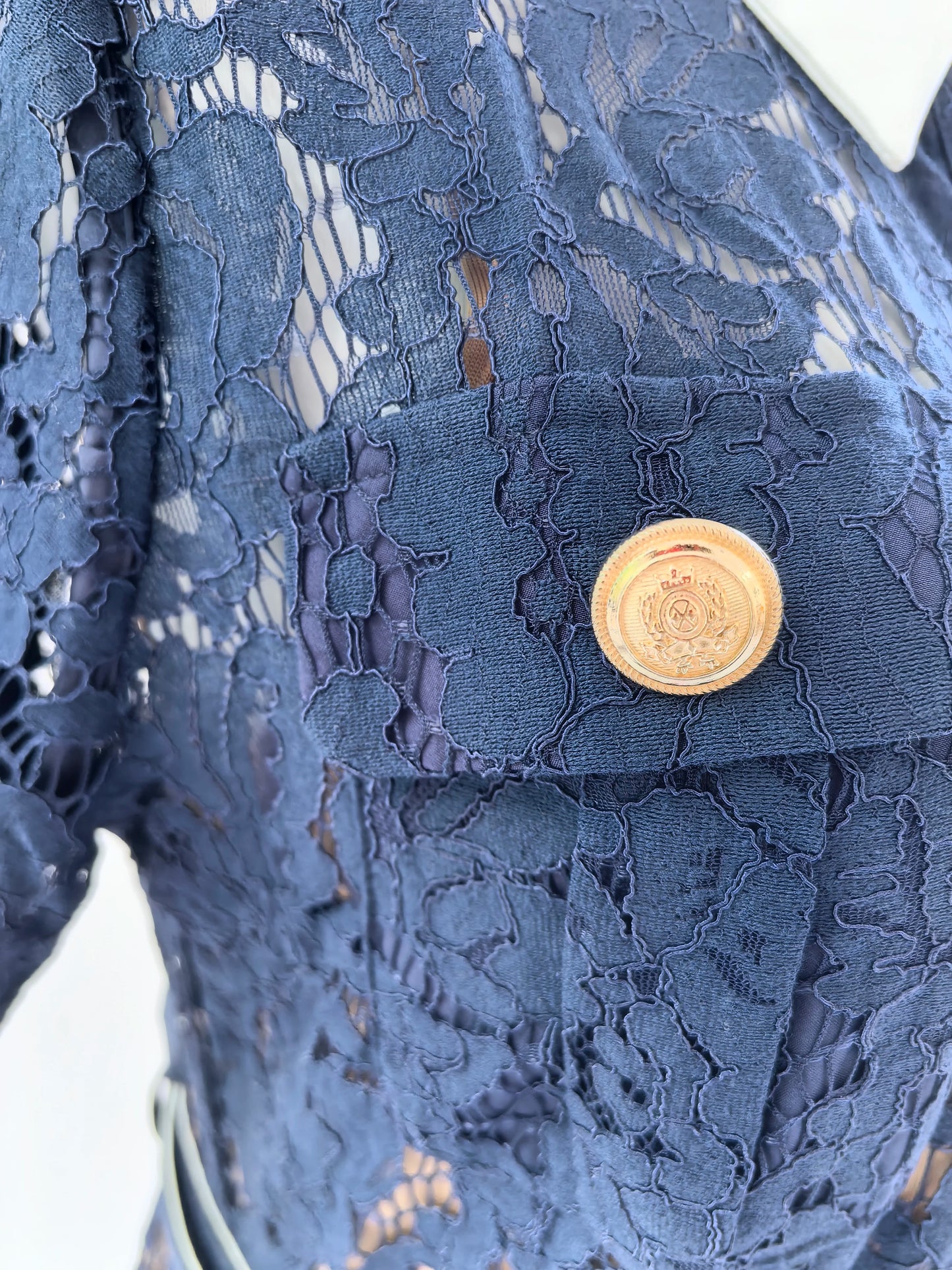 Formal Luxury Evening Long Dress Women Summer Autumn White Peter Pan Collar Hollow Out Blue Pencil Embroidery Lace Dress Party