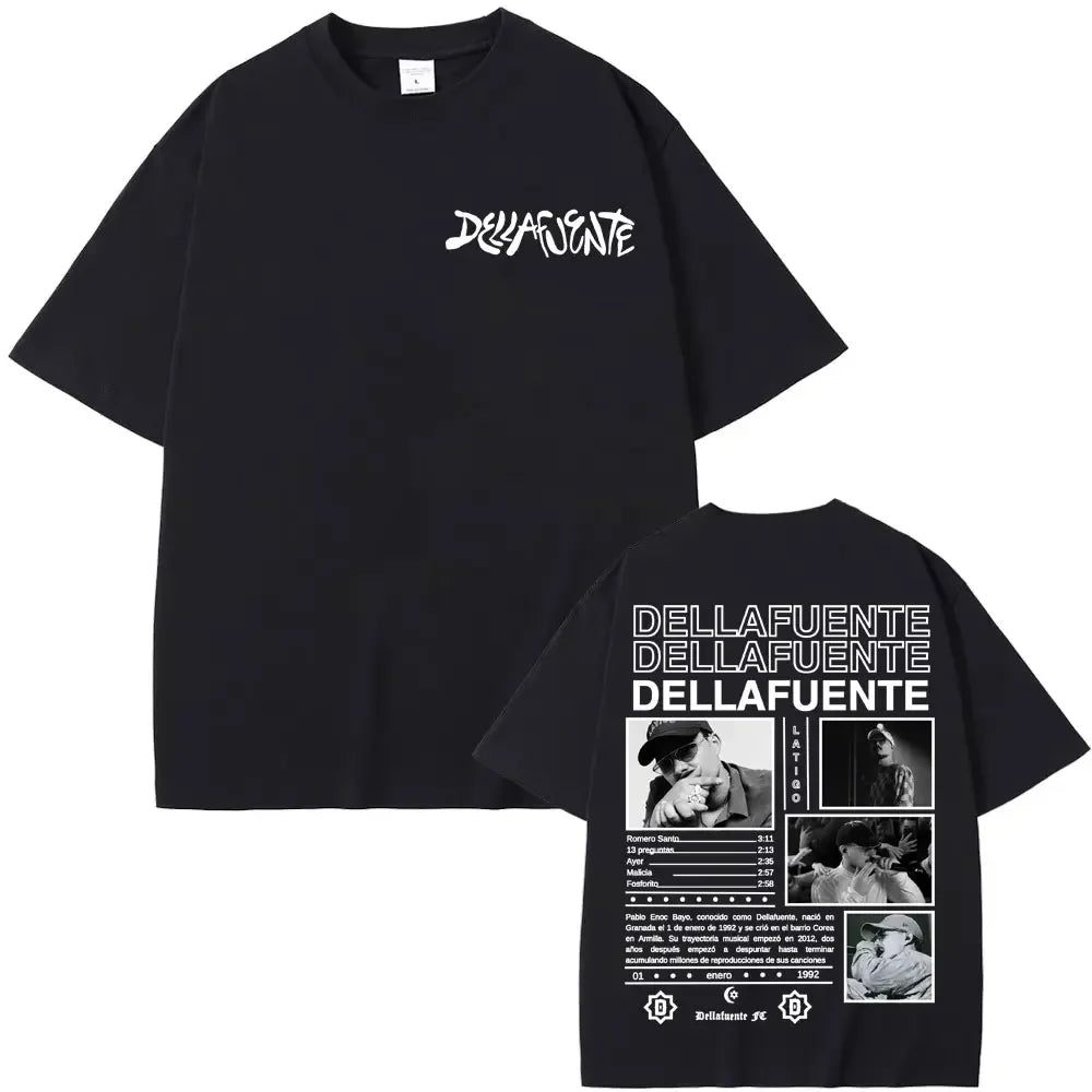 Rapper Dellafuente New Album 2025 Tour T-shirts Men Women Harajuku Gothic Hip Hop Punk T Shirt Fashion Casual T-shirt