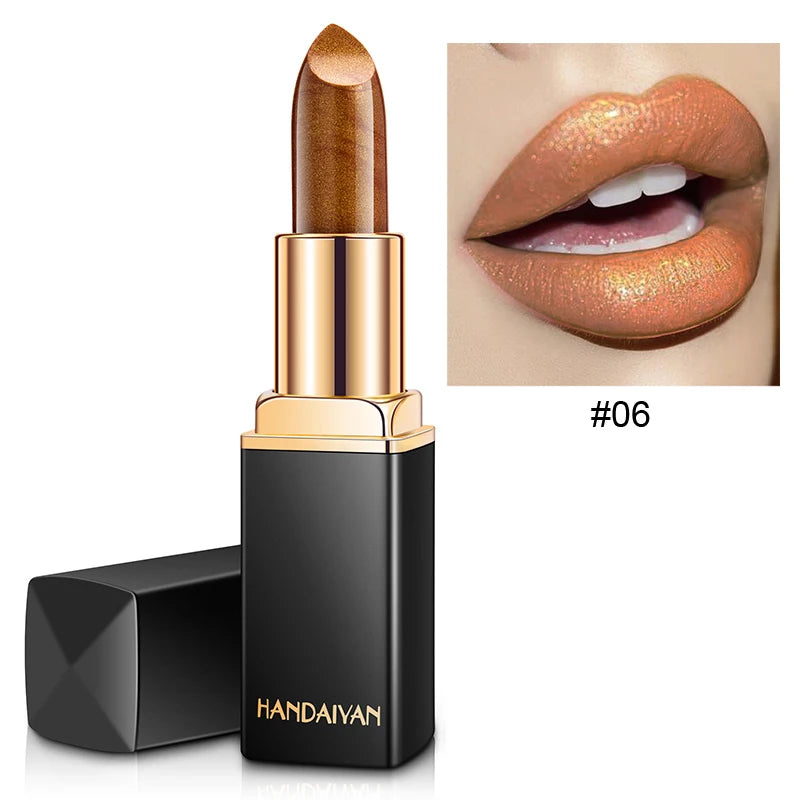 Black tube gold shiny lipstick, pearl moisturizing lipstick 9 colors available