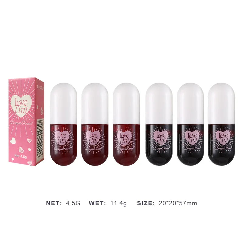 Dragonranee Lip Dye Liquid Lip Glaze Cute Waterproof Non-Stick Liquid Lipstick 6 Colors Available