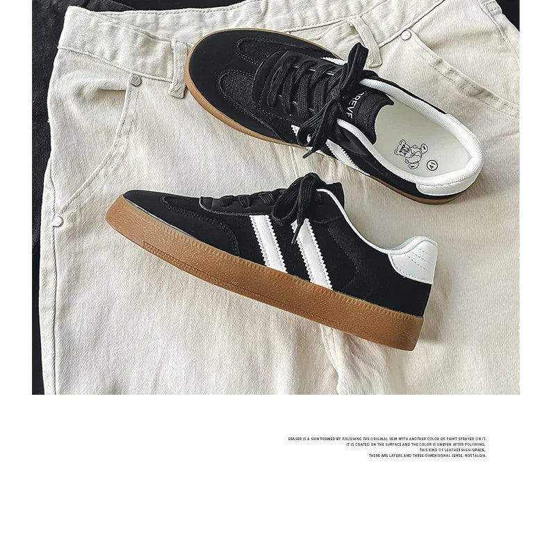 Men's Casual Retro German Training Shoes Lace-up Lightweight Comfortable Sports Flat Shoes Men Skateboard Running Shoes