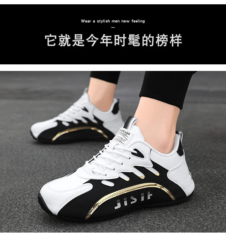 Luxury Men's Sneakers High Quality Leather Casual Shoes for Men Fashion All-match Sport Shoes Platform Comfor Men Running Shoes