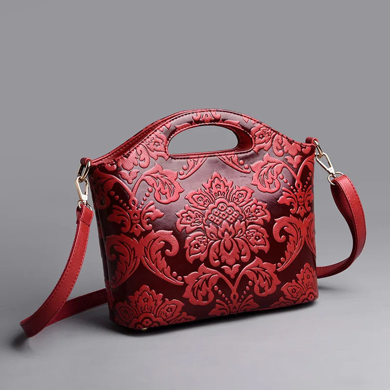 MOTAORA Women Leather Shouder Bag 2025 New High Quality Chinese Style Tote Bags Vintage Embossed Handbag Floral Retro Bag Ladies