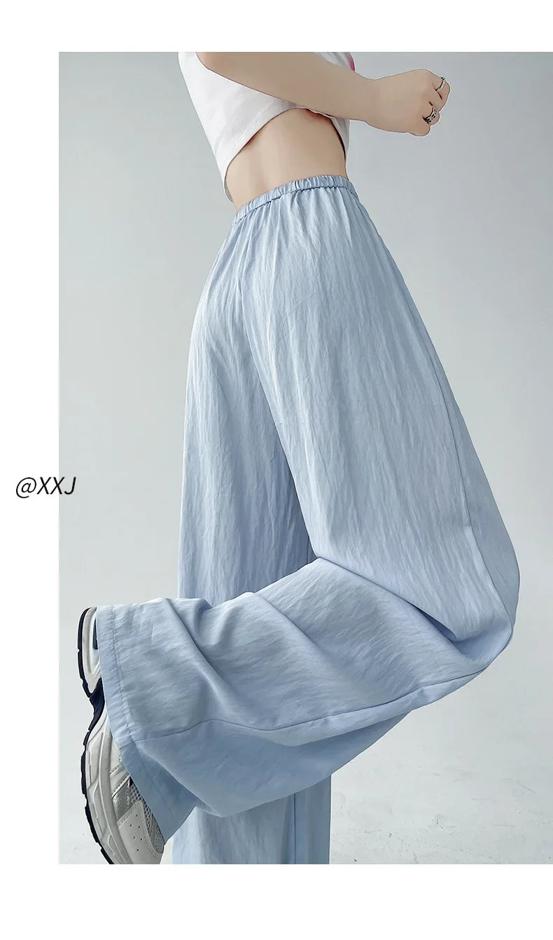 Ice Silk Wide Leg Pants Women Summer Thin Loose Casual Sun Protection Straight Leg Yamamoto Pants Lazy Dragging Pants