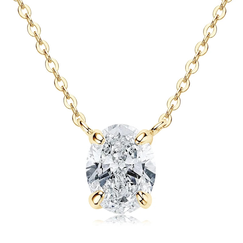 Lnngy 2024 Trend Oval Cut Moissanite Necklace For Women 925 Sterling Silver Pendant Necklace Exquisite Anniversary Brithday Gift