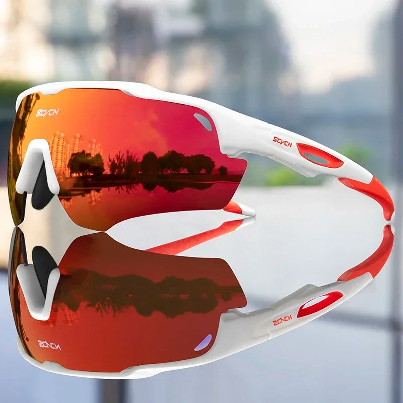 SCVCN Cycling Sunglasses Fashion Polarized MTB Glasses Bicycle UV400 Cycle Eyewear Photochromic Bike Goggles for Men Women