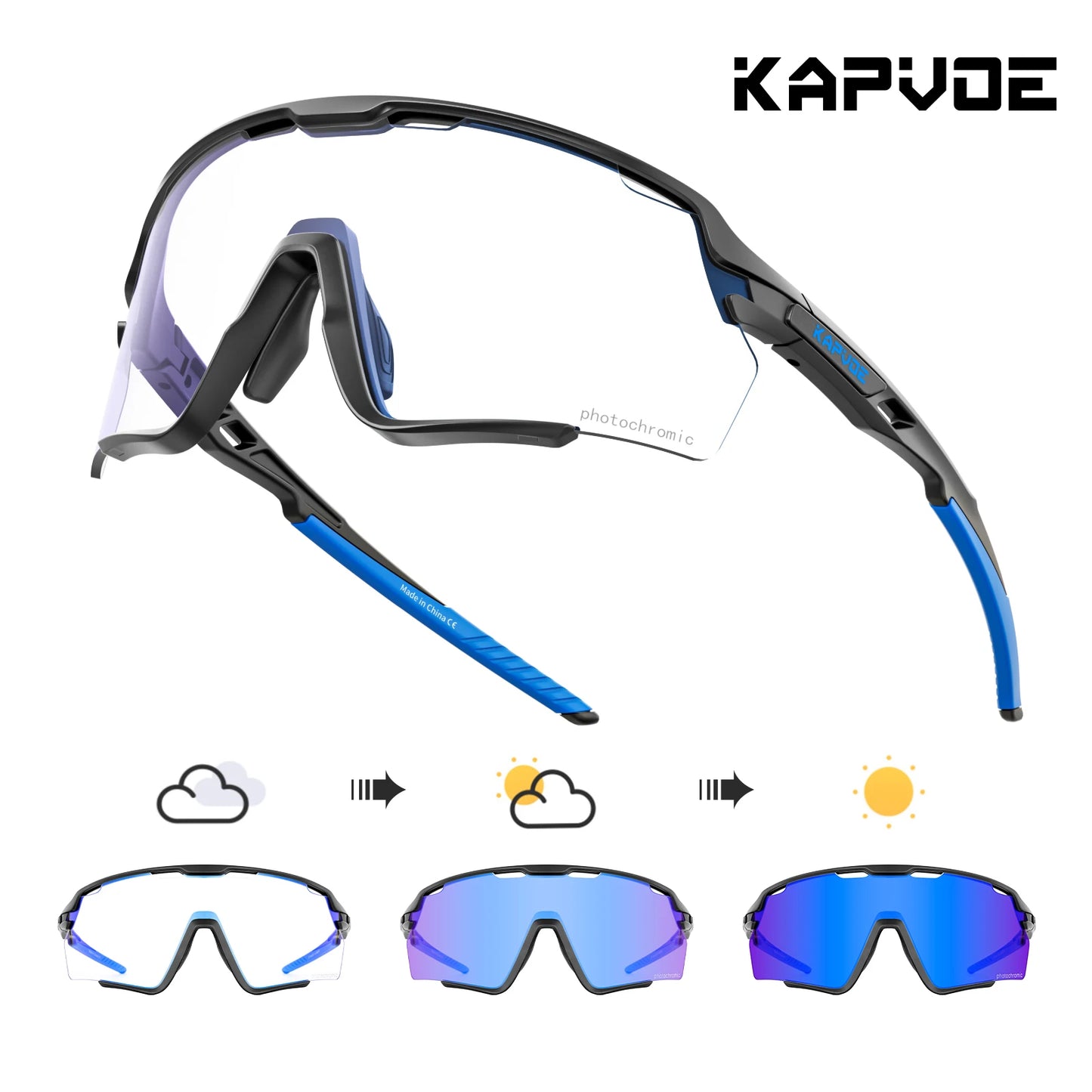 Kapvoe new Outdoor Photochromic Sunglasses Bicycle Cycling Glasses MTB Road Bike Eyewear Women Man Sports Hiking UV400 Goggles