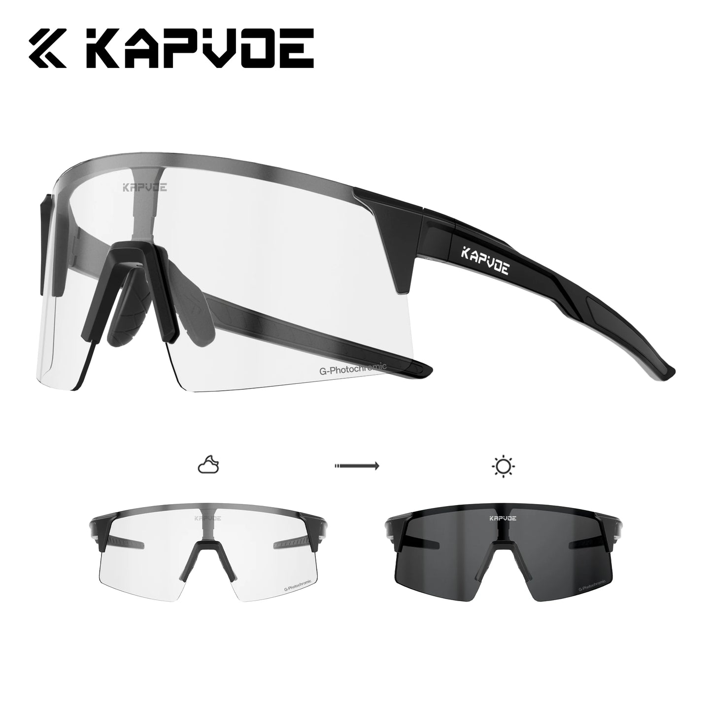 Kapvoe Photochromic Men Bike Cycling Sunglasses Women Glasses Bicycle Sports Running Glasses Outdoor UV400 New Road Goggles