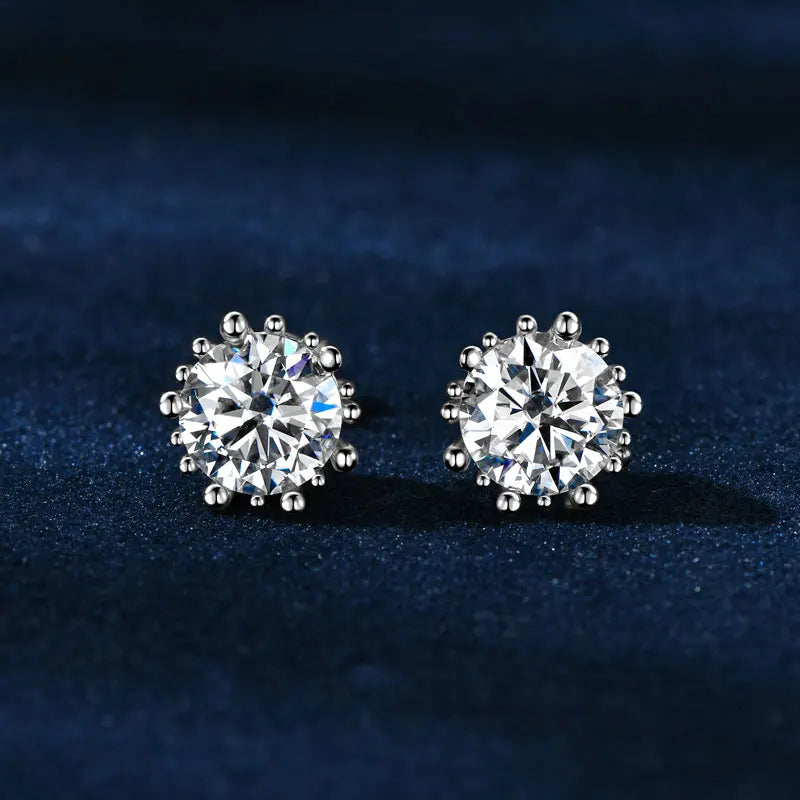 Lnngy Single 2.0ct Moissanite Stud Ear Women 925 Sterling Silver Fashion Earrings For Wedding Engagement Elegant Jewelry Gift