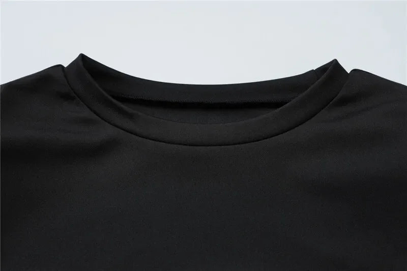 Women's Luxury Black Draped Mini Dress – Metal Buckle, O-Neck, Bodycon Fit