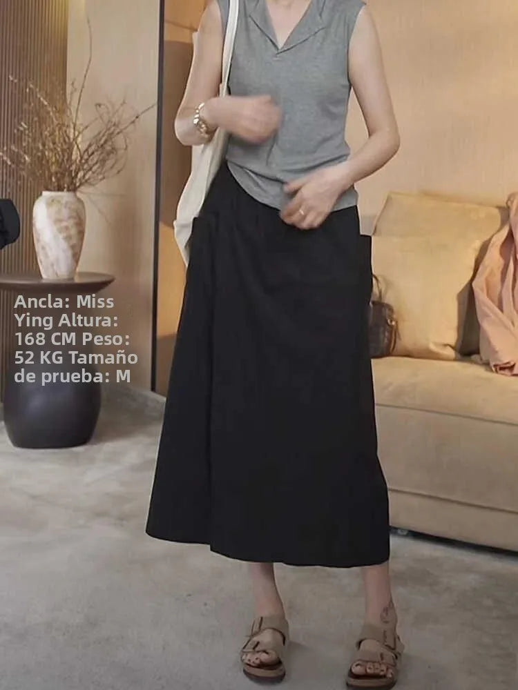 High Waist Wide Leg Pants Skirt Casual Loose plus Size Summer Trendy Slimming A-Line Skirt Commute Sle Eighteen Pants