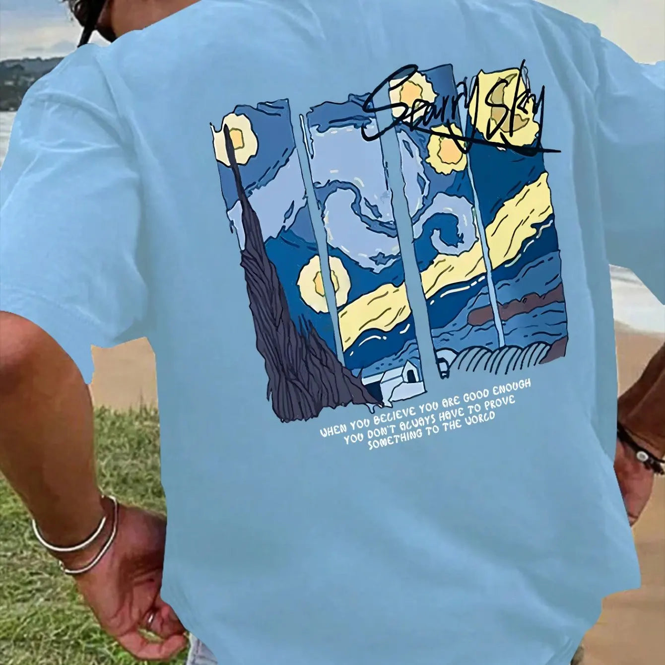 Men’s Summer 100% Cotton Casual T-Shirt Oil Painting Print | Loose Fit | Breathable Comfort