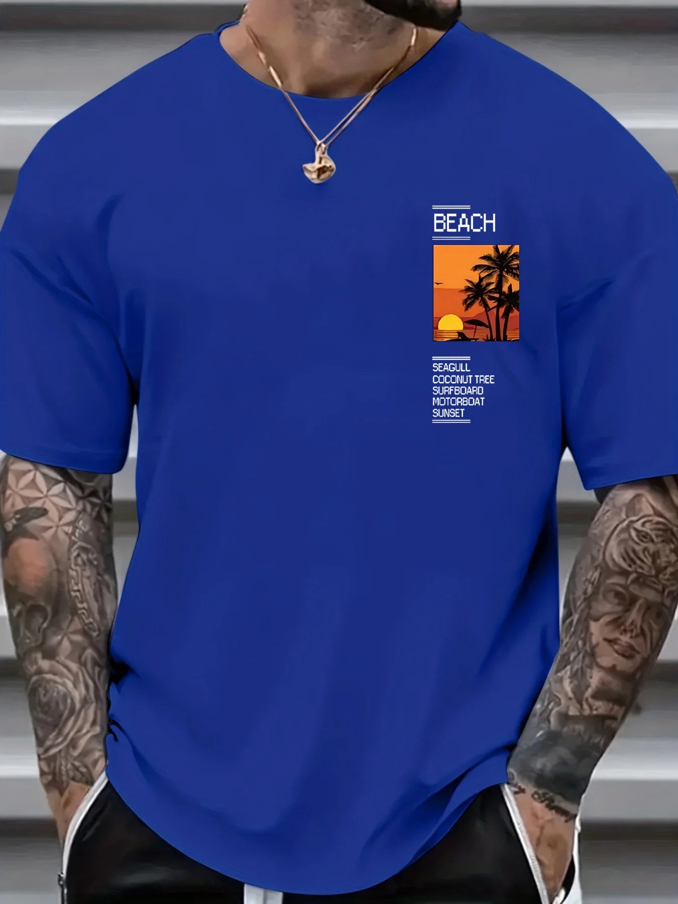 Men’s Summer 100% Cotton Casual T-Shirt Coconut Tree & Slogan Print | Loose Fit | Everyday Comfort