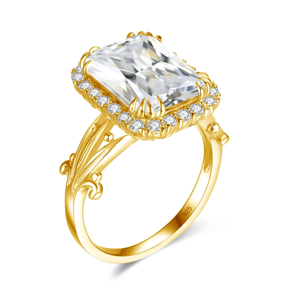 Szjinao High Quality Woman Ring 925 Sterling Silver Aquamarine Rings Gold Plated Luxury Elegant Banquet Party Fine Jewelry