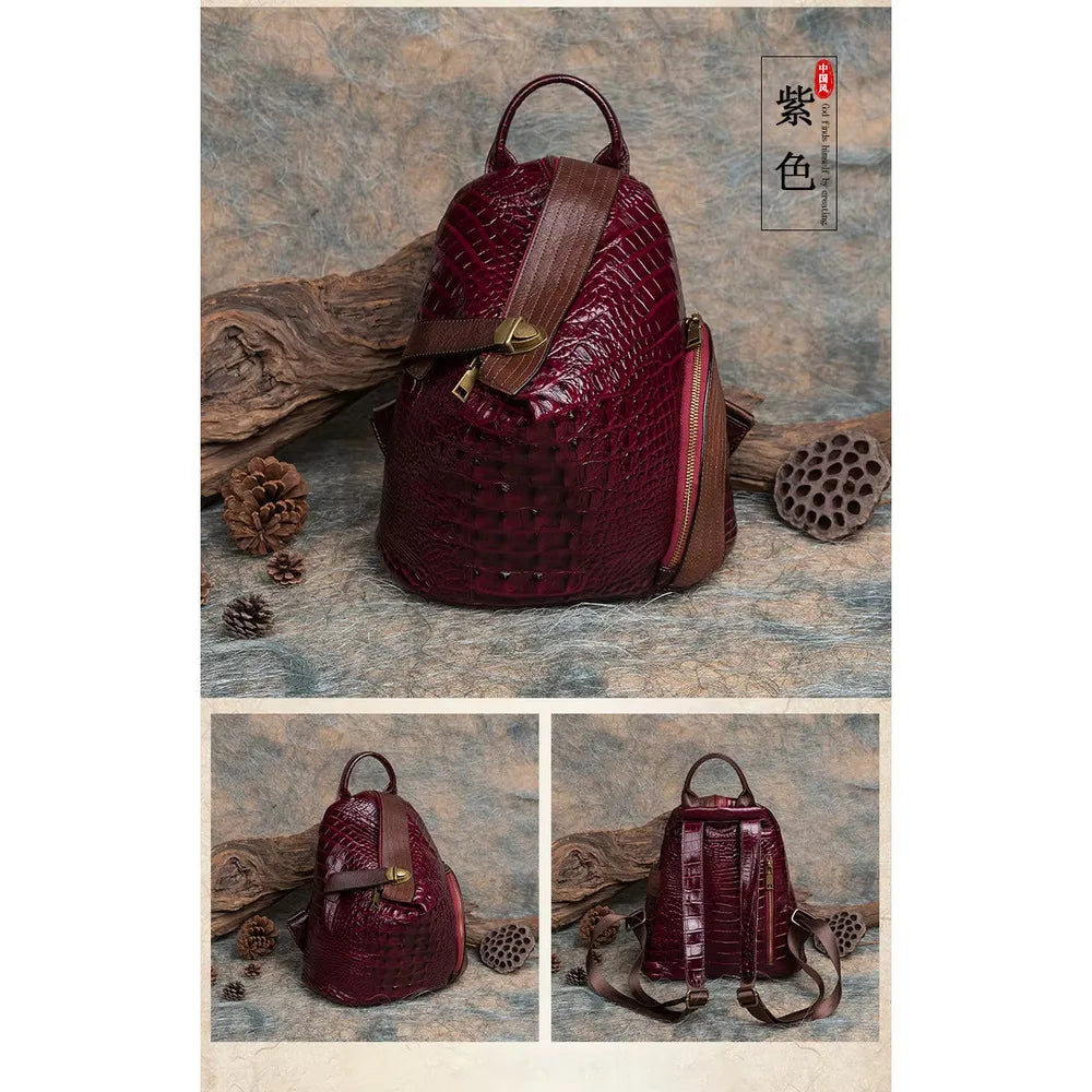 2025 Vintage Handmade Leather Backpack for Women, Genuine Cowhide Travel Bookbag, Luxury Designer School Bags for Ladies & Girls