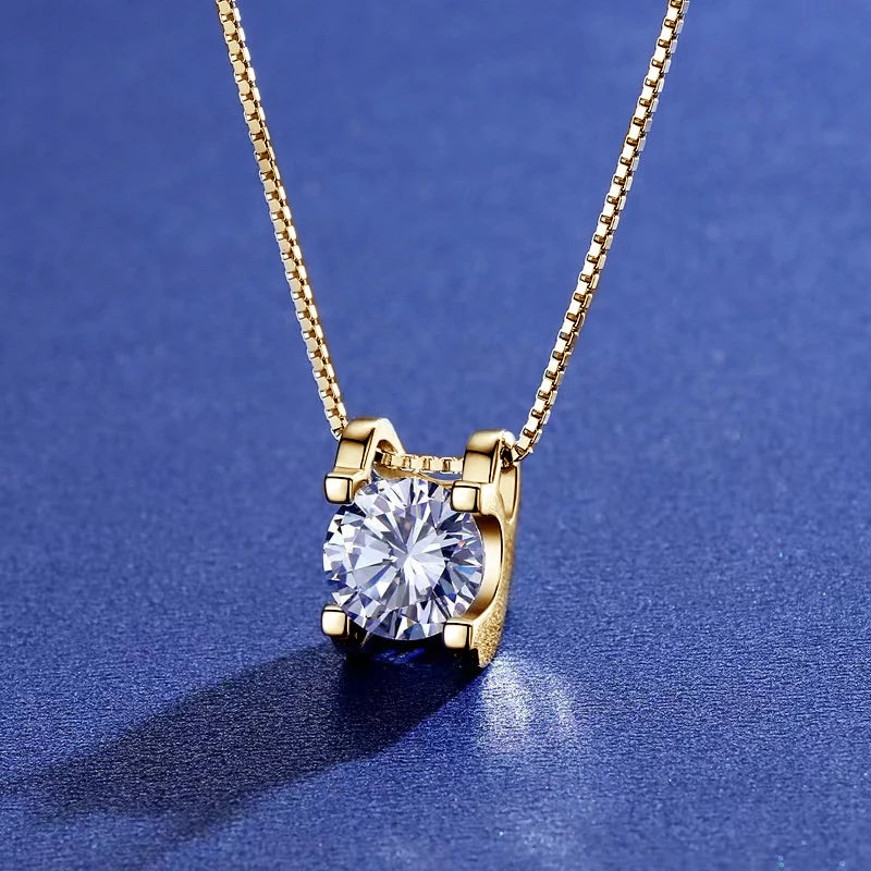 Lnngy 0.5ct-1ct Moissanite Pendant Necklace Earring For Women 925 Sterling Silver Stud Earrings Collares Mujer Bling Jewelry Set