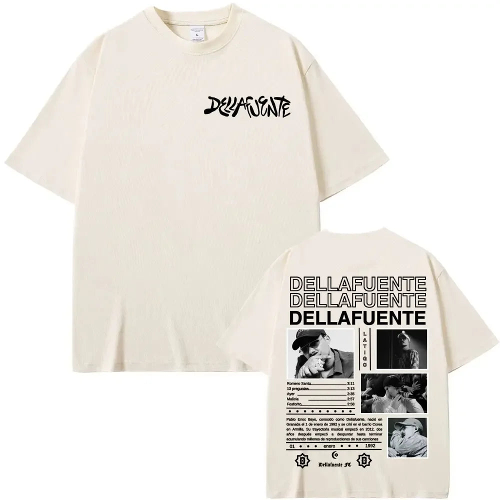 Rapper Dellafuente New Album 2025 Tour T-shirts Men Women Harajuku Gothic Hip Hop Punk T Shirt Fashion Casual T-shirt