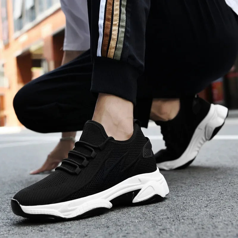 Invisible Heightening 8CM Men's Running Shoes Low Heel Soft Bottom Casual Sports Shoes Breathable Mesh Inner Lining EVA Insole