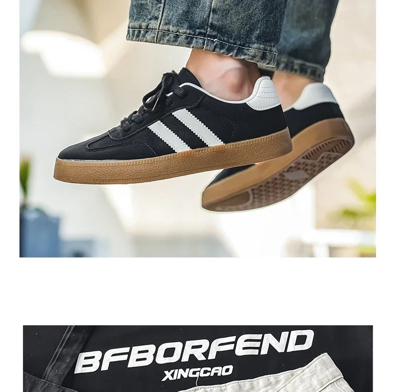 Men's Casual Retro German Training Shoes Lace-up Lightweight Comfortable Sports Flat Shoes Men Skateboard Running Shoes