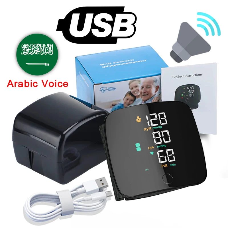 🖤 LINGKUN Wrist Blood Pressure Monitor,
LED Display | Fast Measurement | Digital Tensiometer | Heart Rate | USB Rechargeable