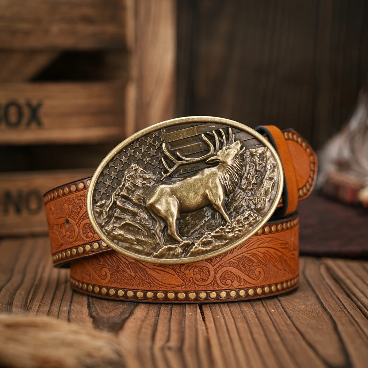 Men - Women - Western Denim - pu leather - Belt - Vintage jeans with carved buckle belt